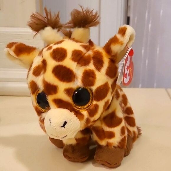 TY 6" Original Beanie "PEACHES" Giraffe Stuffed Plush Animal Baby NEW